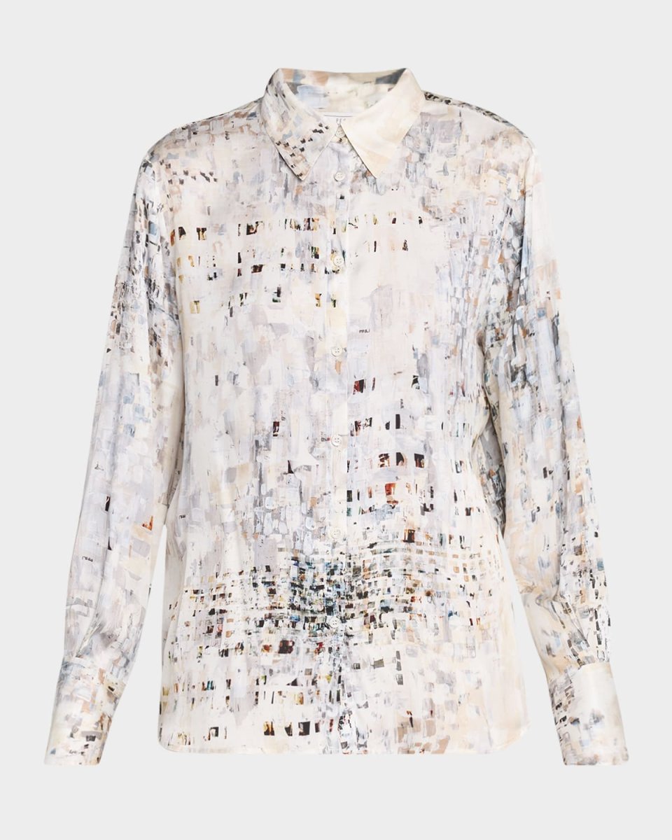 Abstract-Print Viscose Shirt